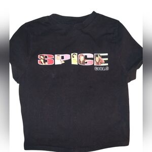 Spice Girls Women's Black Cropped Graphic Cotton Tee Size XS